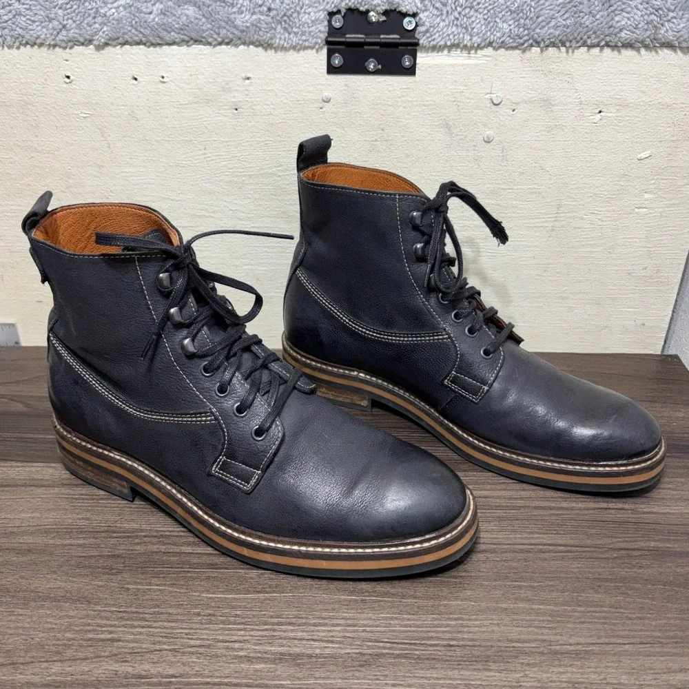 Wolverine 1883 Garrison Boots Mens 9 Black Leather Lace Up Distressed W00770